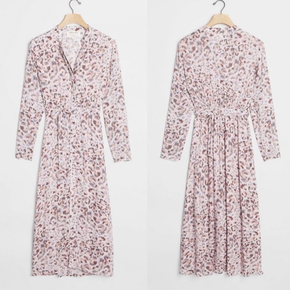 Anthro Cloth & Stone‎ Leopard Maxi Shirtdress Sz XS